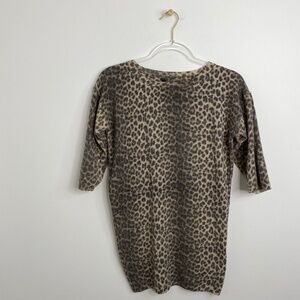 LANVIN Women's Small Animal Print Leopard Sweater Top 100 % Wool Mobwifecore